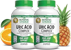 Botanic Choice Uric Acid Complex Foot Ortak Destek Supplement – Sooth Discomfort with Celery Seed and Bromelain - 2 Pack