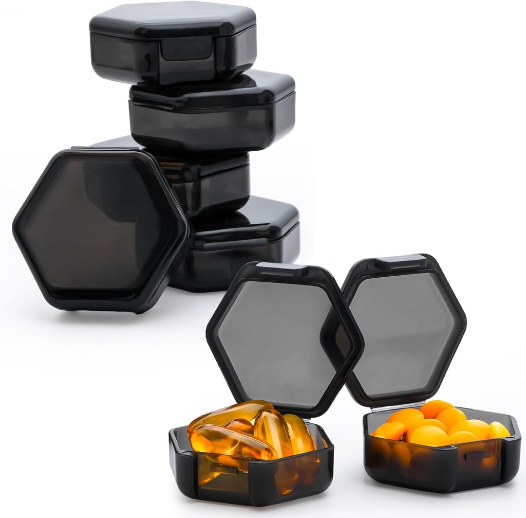 Küçük Pill Box, 7 Packs Travel Pill Case, Portatif Domuz Free Mini Organizer for Pocket Purse, Daily Medicine Vitamini, Fish Oil and Supplement Storage