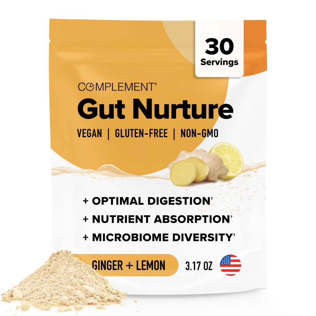 Συμπλήρωση Gut Nurture Prebiotic + Postbiotic Superfood Powder για επιδιόρθωση των βλεφαρίδων, Προβιοτικά για Digestive Health - Ginger Root - 30 Σερβιέτες