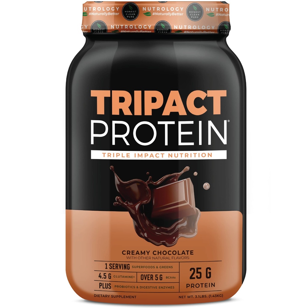 Nutrology TRIPACT protein Toz - 7-in-1 Meal Realchange Shake with Grass Fed Whey Protein Toz, Pea, Rice, Muscle Recovery & Immunity, Creamy Chocolate Flavor, 40 Hizmetler