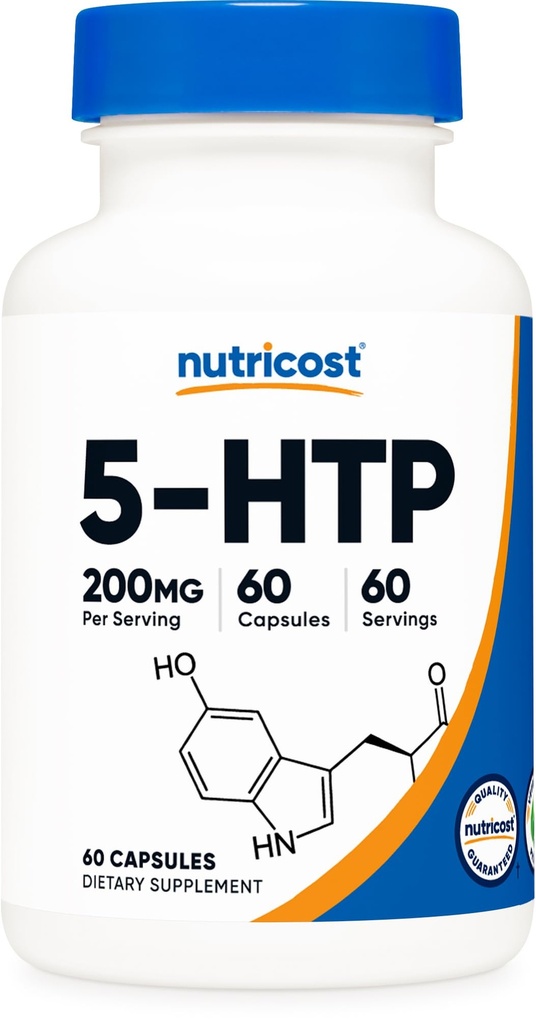 Nutricost 5-HTP 200 mg, 60 Vegetarian Capsules (5-Hydroxytryptophan) - Non-GMO & Gluten Free