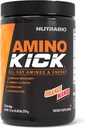 NutraBio Amino Kick – BCAA σκόνη με φυσική καφεΐνη – Amino Acids συμπλήρωμα για την ενέργεια, την ενυδάτωση και την ανάκτηση – BCAAs, ηλεκτρολύτες & αμινοξέα – Orange Mango, 30 εξυπηρετούν