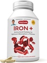 ANDREW LESSMAN Iron Plus 360 Capsules - 18 mg Iron,% 100 Saf Amino Asit Chelated Iron (Glycinate, Aspartate), Plus C for Abpole, Small, Easy to Swallow Capsules, Nomixs