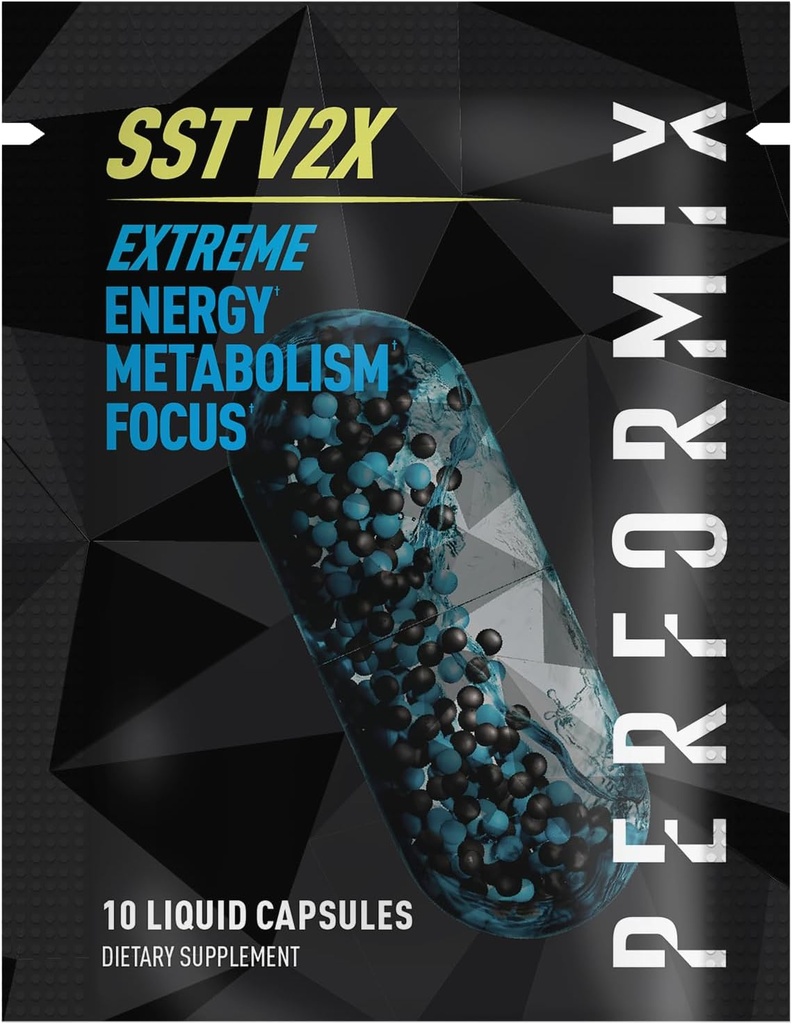 PERFORMIX - SST V2X - Προ προπόνηση - 300 mg καφεΐνη - Συμπληρώματα ενέργειας - Όχι Crash - Στόχοι καταλληλότητας - Nootropic - Timed-Release for All Day Focus, Mood & Energy Boost - Άνδρες & Γυναίκες - 10 κάψουλες