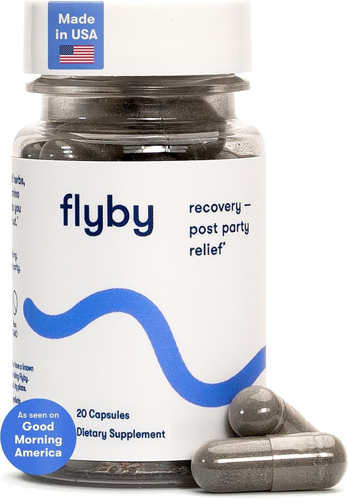 Flyby Recovery Supplement - All The Hang, Without The Over!TM - Süt Butle, C vitamini ile aktif Charcoal ve Apple Cider Vinegar - Pre & Post Cooking Formula (20 Count)