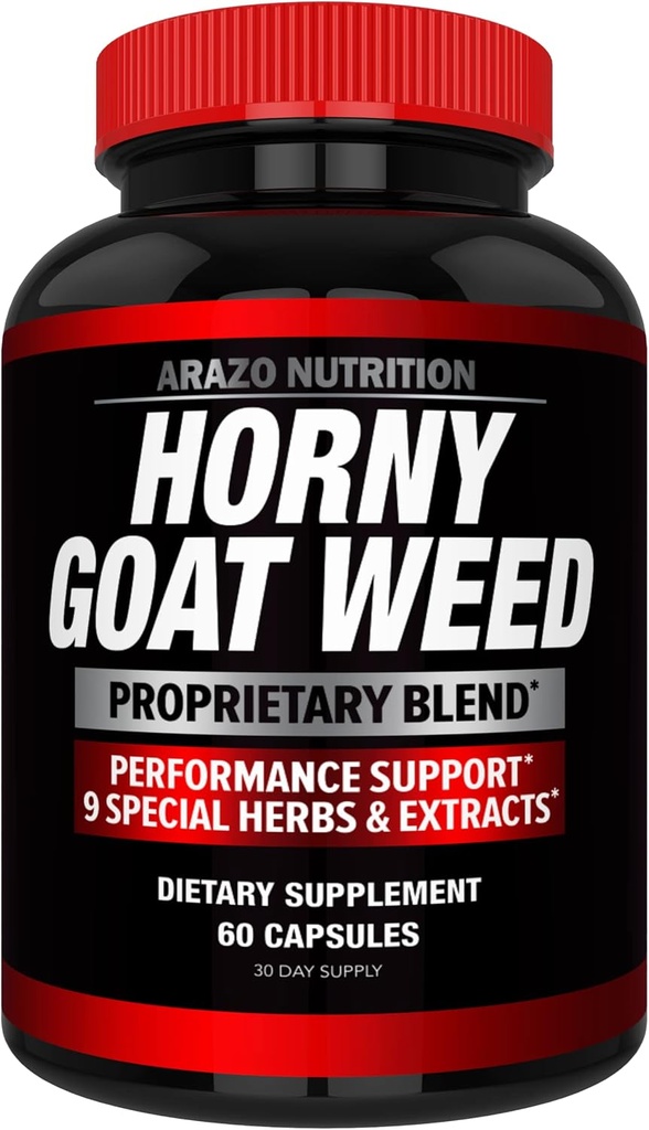 Arazo Nutrition Premium Horny Goat Weed Extract με Maca Root, Ginseng, Muira Puama και L-Arginine - για άνδρες και γυναίκες – 100% καθαρό συμπλήρωμα διατροφής
