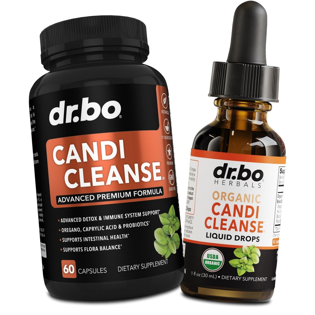 Candi Cleanse συμπλήρωμα υποστήριξης χάπια & σταγόνες - Βιολογικές Ρίγανη σταγόνες πετρελαίου Υγρό & Μαύρο Walnut Wormwood - Επιπλέον δύναμη Φυσικό στοματικό Gut Cleanser Detox Συμπληρώματα υγείας & Caprylic Acid Κάψουλες