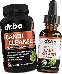 Candi Cleanse Support Supplement Pills & Drops - Organik Oregano Oil Drops Liquid & Black Walnut Wormwood - Ekstra Güçlü Doğal Oral Gut Cleanser Detox Health Supplements & Caprylic Acid Capsules - Organik Oregano Oil Drops