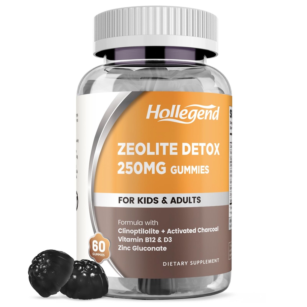 Ζεόλιθος Detox για παιδιά Gummies με ενεργοποιημένο άνθρακα, Clinoptilolite Zeolite με βιταμίνη B12 & D3 για παιδιά & ενήλικες, Chewable Zeolite συμπλήρωμα για κόκκων & ανοσοποιητική υποστήριξη, Blueberry Γεύση, 60 Ct