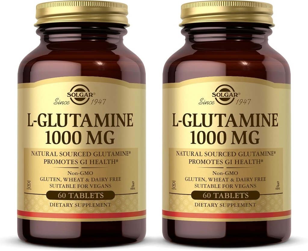Solgar L-Glutamine 1000 mg, 60 Tabletler ( 2) - Doğal Kas Gıda - Gastrointestinal (GI) Sağlık - Beyin Sağlığını Destekler - Gluten Ücretsiz, Kosher - 60 Toplam Hizmetler
