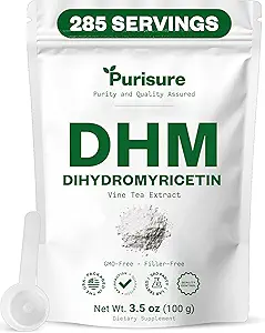 Purisure Dihidrmyricetin Toz, 100g, 100% Pure DHM Supplements, Liver Support and General Wellness, Premium Quality DHM Supplement, Dihidrmyricetin (DHM) Toz Endişesiz Gece Outs