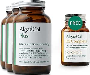 ALGAECAL Plus Bundle - Free 4-in-1 Vitamin D3 Complete & Red Algae Calcium with 16 Bone-Supporting Nutrients, Clinically Supported to Increase Bone Density & Boost Immune System