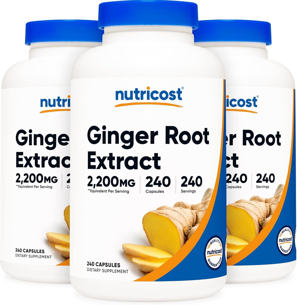Nutricost Ginger Root Extract 550 mg, 240 Capsules (3 Şişe)