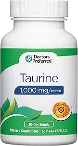 DOCTERS' PREFERRED Taurine Supplement - 1.000 mg/Serving | 60 Vegan Capsules