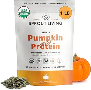 Sprout Living Organic Broken Seed protein Toz, Unflavored, 20 Bitkili Protein Toz Yapay Tatlıcılar olmadan, Sütsiz, Non-GMO, Vegan, Gluten Free (1 Pound, 15 Hizmet)