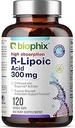 Biyophix R-Lipoic Acid 300 mg Stabilized 120 Veggie Capsules - Biotin ile - Yüksek Potency Antioksi Desteği - Non-GMO - Gluten Ücretsiz - Enerjiyi Destekler