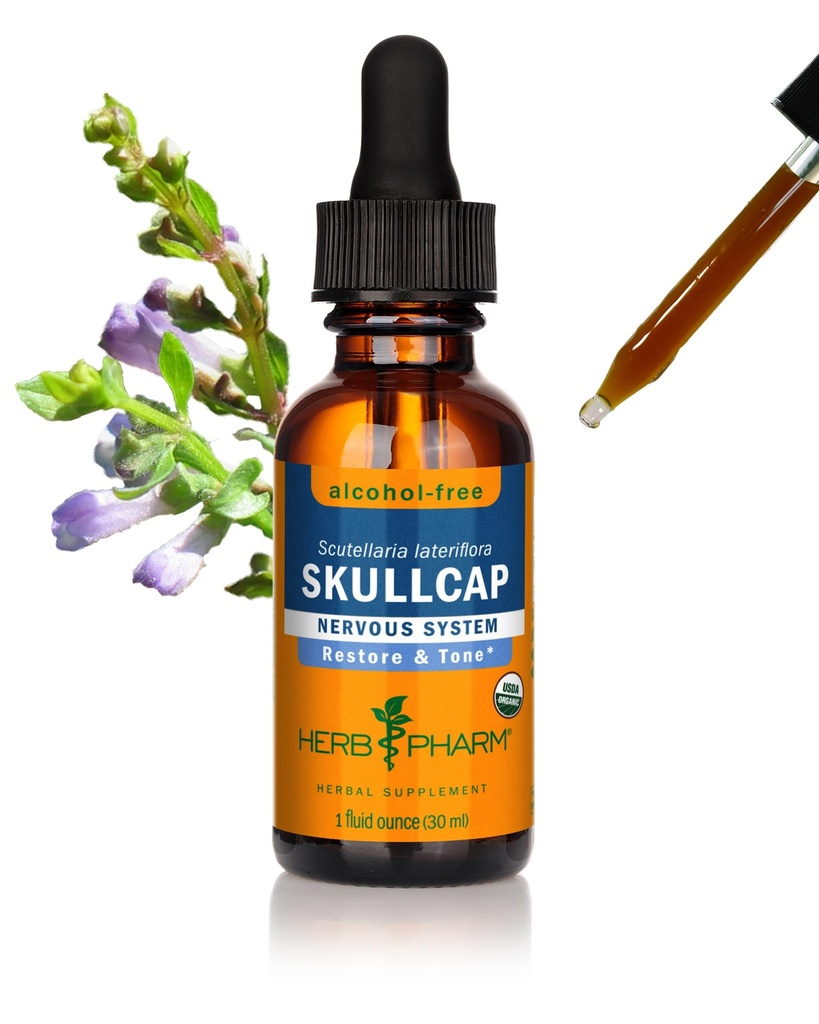 Βότανο Pharm Certified Organic Skullcap υγρό εκχύλισμα για την υποστήριξη του νευρικού συστήματος, 1 Fl Oz