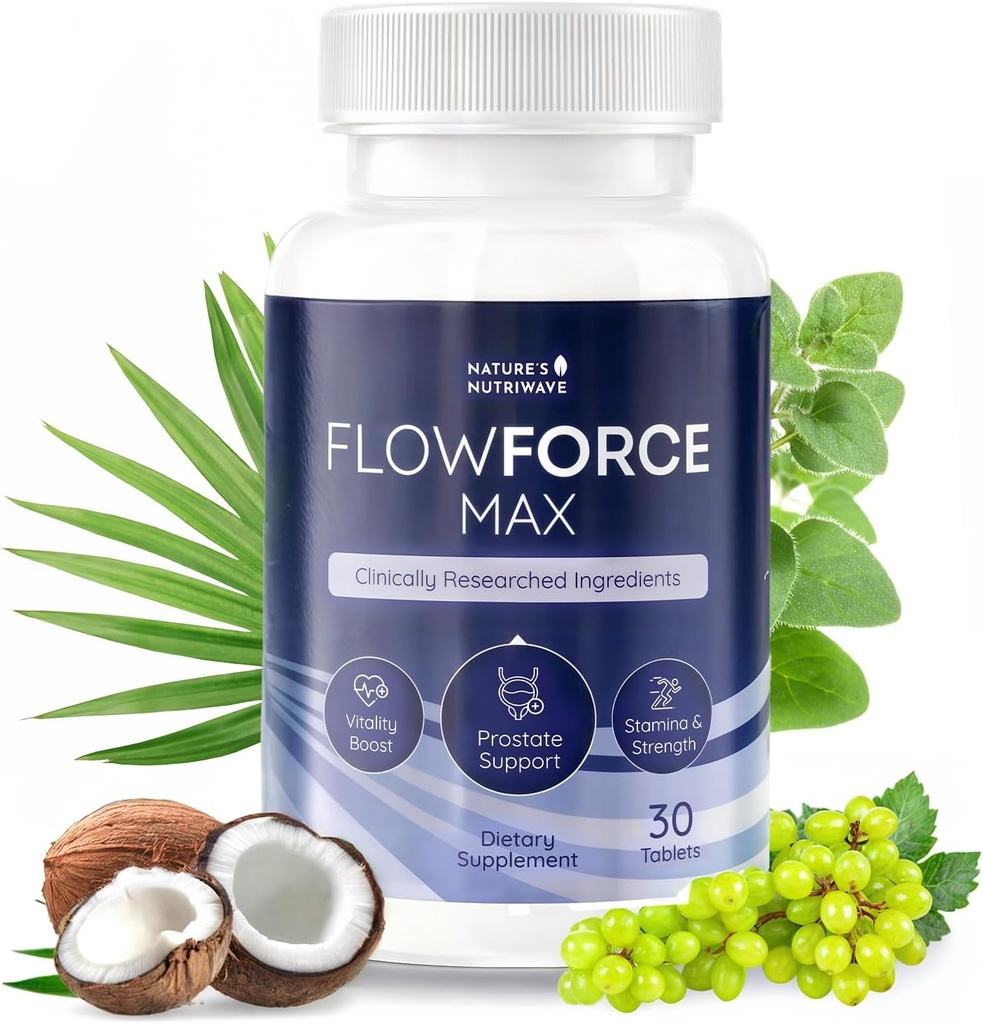 FlowForceMax Herbal Support Supplement - Natural Plant-Based Formula with Saw Palmetto Extract | 30 Chewable Tablet, 1 Ay Supply, Made in USA