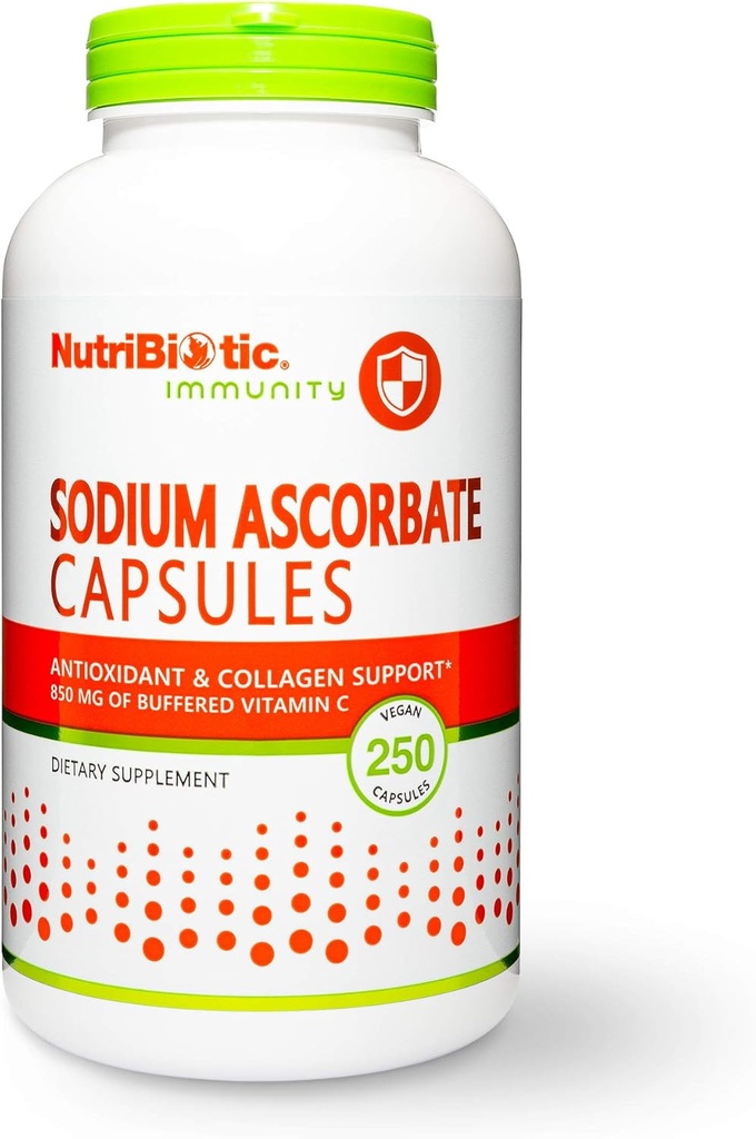 NutriBiotic - sodyum Ascorbate Buffered Vitamin C Capsules, 250 Ct | Vegan, Non-Acidic & Easier Than Ascorbic Acid | Essential Immune Support & Antioksi Free | Gluten & GMO Free