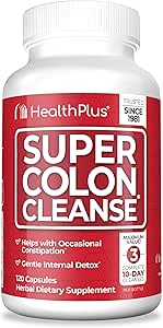 Sağlık Plus Super Colon Cleanse 30 Day Supply of Gentle Gut Cleanse Detox, Psyllium Husk, Probiyotiks for Constipation Relief & Digestive Support, 120 Capsules