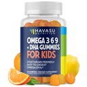 Omega 3 6 9 + Çocuklar için DHA Gummies - Vejetaryen, Plant-Based Fish Oil with DHA and EPA for Children 2+ to Support Body and Brain Development - No Fishy Taste - Lemon and Orange Flavors - 60 Count