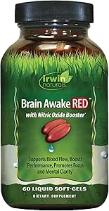 Irwin Naturals Brain Awake RED with Nitric Oxide Booster - 60 Liquid Soft-Gel - Υποστήριξη Brain Health & Optimize Performance - 20 Σύνολο εξυπηρετήσεων
