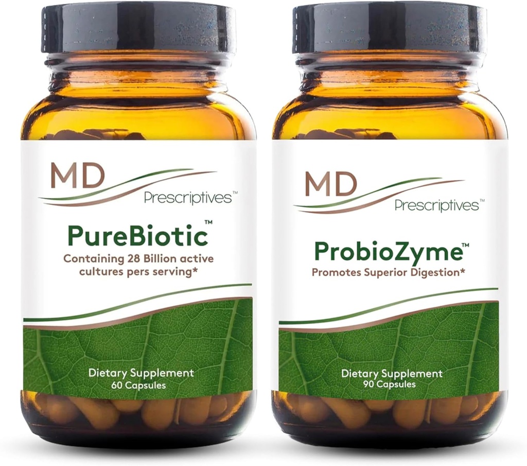 MD Prescriptives PureBiotic και ProbioZyme Bundle - Συμπλήρωμα για την υγεία Digestive & Gut - 60 Κάψουλες/90 Κάψουλες