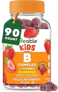 Lifeable Vitamin B Complex for Kids | with VIT C | Great Tasting B Complex Gummies | Vegan Kids B Complex | Energy and Nerve Support | 90 Gummies