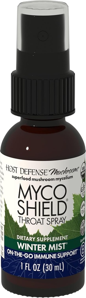 Host Defense MycoShield Throat Spray - Immune Health Support - Diyeter Mushroom Supplement with Chaga, Reishi, Türkiye Tail & More - On-Go Immune Support - Winter Mist, 1 fl oz (71 Hizmetler)