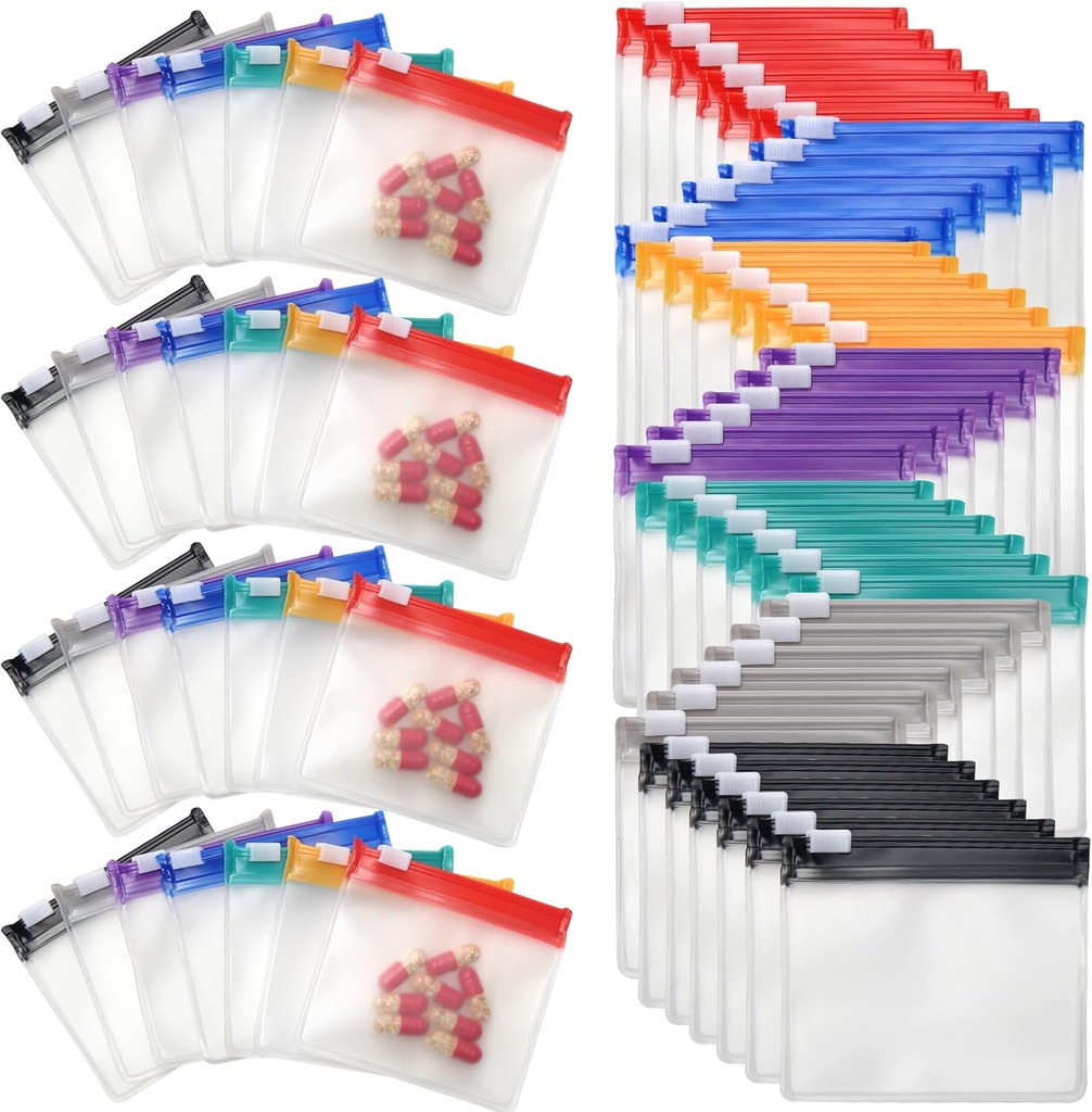 35&70 Pieces Pill Pouch Bags Zippered, Anglecai Reusable Pill Pouch for Medicine Bags Portable Self Sealing Travel Medicine Packets with Slide Lock Drug Baggies (70)
