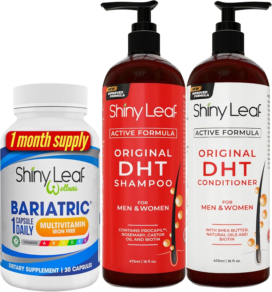 Bariatric Multivitamin Iron-Free and DHT Blocker Shampoo and Conditioner, Hair Loss Shampoo and Conditioner for Women and Men