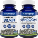 Stonehenge Health Dynamic Brain + Dynamic Mushrooms Sche Memory Acquisition, Retention, & Recall with 40 Benzersiz Nootropic Brain & Immune System Support