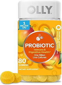 OLLY Probiyotik Gummy, 1 Milyar CFUs, Immune ve Digestive Support, Chewable Probiyotik Supplement, Mango, 80 Count