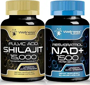 NAD Supplement, 1500 mg - Liposomal NAD+ Resveratrol ile birlikte, NAD Plus Boosting Supplement │Shilajit Pure Himalaya Organik Capsules ile Doğal Occuring Fulvic Acid