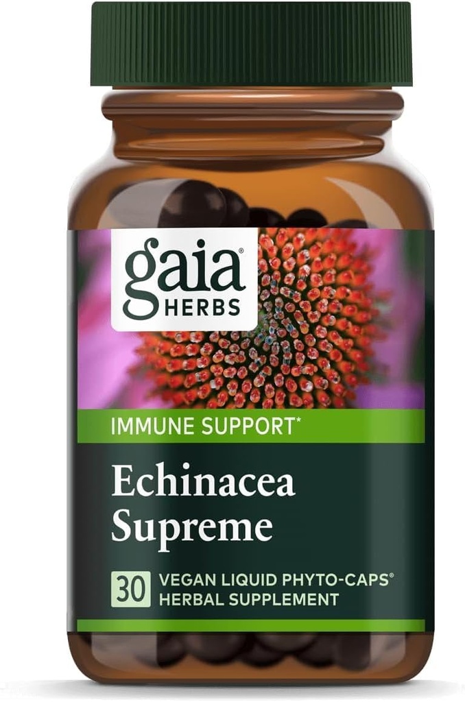 Gaia Herbs Echinacea Supreme - Συμπλήρωμα Ανοσολογικής Υποστήριξης - Echinacea Purpurea & Angustifolia Blend για την υποστήριξη του ανοσοποιητικού συστήματος - 30 Vegan Liquid Phyto-Capsules (15-Day Supply)