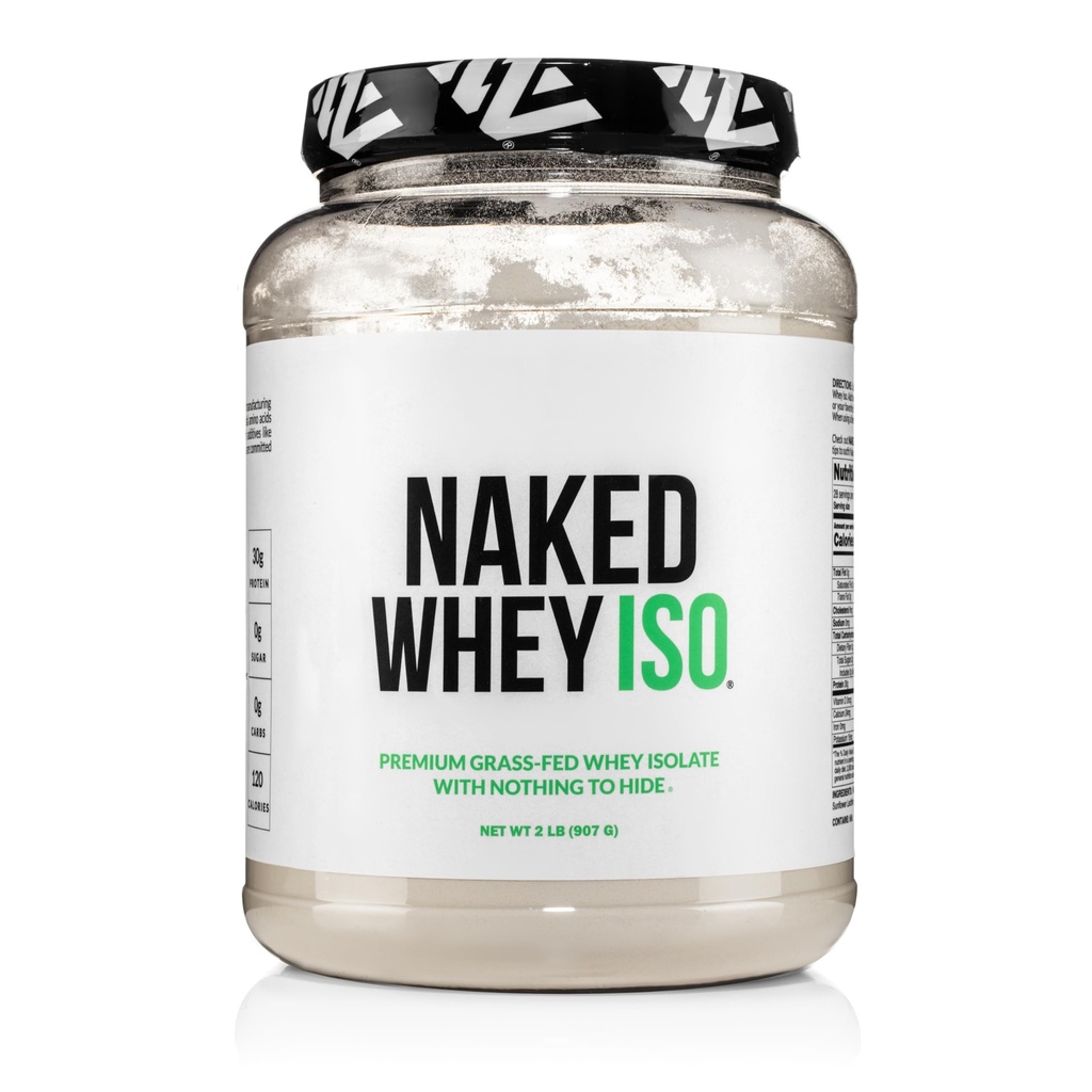 NAKED Whey Isolate Protein - Μόνο 2 συστατικά, 30g Grass-Fed Protein, Zero Carb, Unflavoured, Un-GMO, Όχι σόγια, χωρίς γλουτένη, Χωρίς συντηρητικά - 28 υπηρεσίες