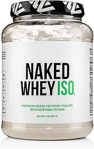 NAKED Whey Isolate Protein - Μόνο 2 συστατικά, 30g Grass-Fed Protein, Zero Carb, Unflavoured, Un-GMO, Όχι σόγια, χωρίς γλουτένη, Χωρίς συντηρητικά - 28 υπηρεσίες