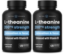 NutraChamps L-Theanine 200 mg Capsules, Double-Strength L-Theanine Liquid with Vitamin D3, Organic Coconut Oil, 120 Vegan Capsules (Pack of 2)