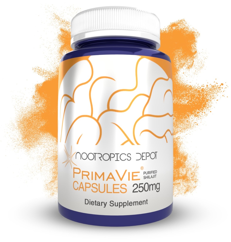 Nootropics Depot PrimaVie Shilajit Capsules | 250 mg | 90 Count | Purified Extract | Ayurvedic Herb | Destekler Mitochondrial Function + Boosts Endurance