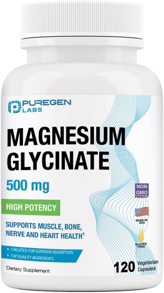 Μαγνήσιο Γλυκινικό 500mg [Υψηλή Ικανότητα] 120 Veggie Caps, Chelated for Superior Abvortion 