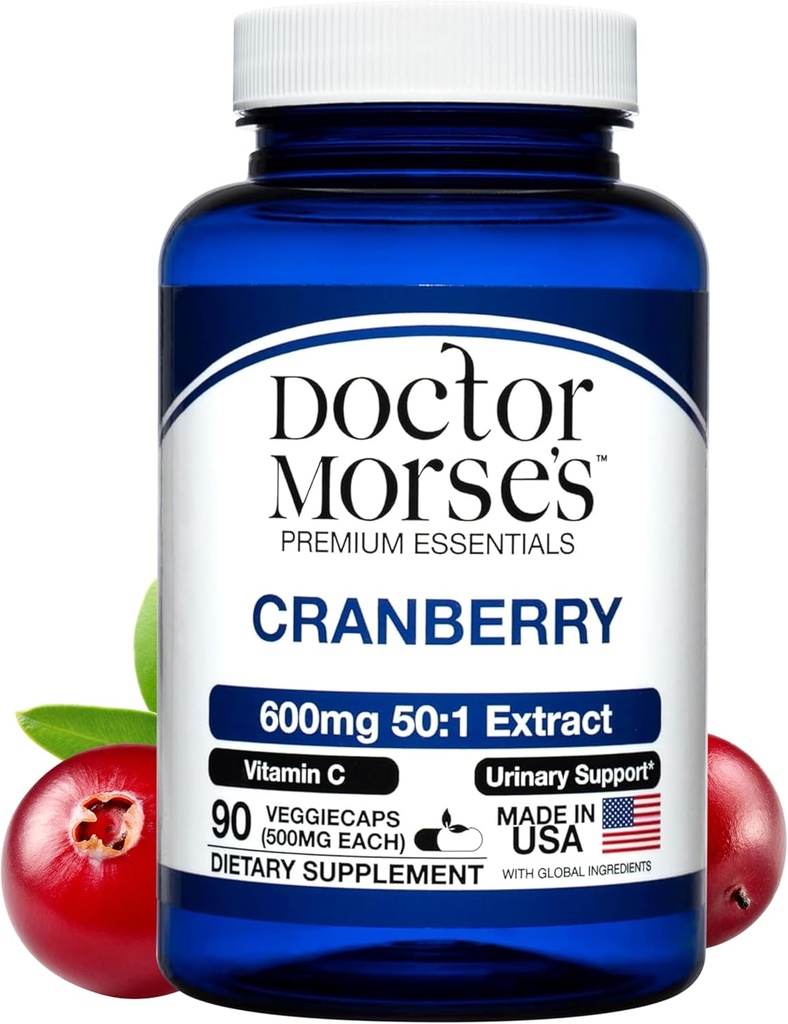 Kadınlar ve Erkekler için Cranberry Supplement Pills, 30000 mg Güçlü, Urinary Tract Support with Vitamin C, Made in FDA-Registered, NSF-Cerated Tesis, Genel Sağlık Desteği, 90 Capsules