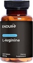 Endur L-Arginine, Sağlıklı Kan Akış ve Kalp Fonksiyonlu Tamam, Egzersiz Performansı ve Immune Health, Gluten Free, 350 mg (400 Tablet)
