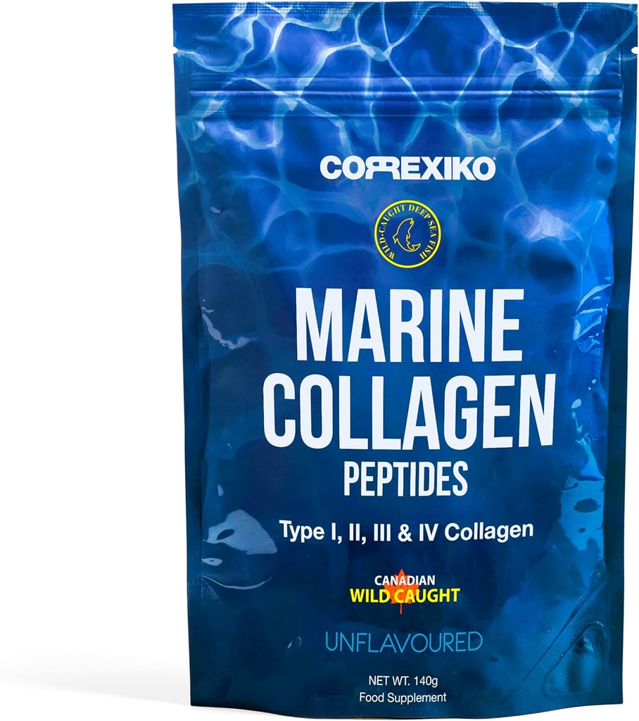 CORREXIKO Marine Collagen Powder Supplement Unflavored - 10,000mg Double Hydrolyzed Collagen Peptides per Serving - Formulated for Maximum Absorption - Hair, Skin & Nails - 5oz, 14 Servings