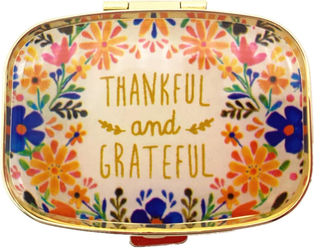 AmyZone Metal Pill Organizer Seyahat Dostu Portre Pill Box 2 En İyileştirmeler Pill Case to Holds/Tylenol/Fish Oil/Supplements/Meds/Tablet for Purse/Pocket (Teşekkür ve Yavaşça)