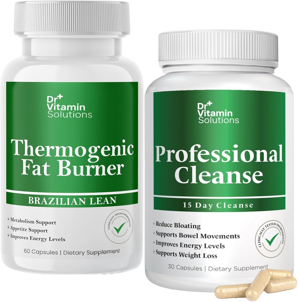 DR VITAMIN SOLUTIONS Θερμογόνος καύση λίπους και Detox Cleanse Bundle - 15 ημέρα καθαρισμού για τη διαχείριση βάρους, την υγεία των ούρων, και Bloating Relief - 90 κάψουλες