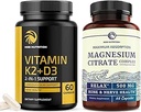 D3 K2 5000 İ (60ct) ve Magnezyum Citrate 500 MG (60ct) | Immune System, Güçlü Bones, Calm, Relaxation, Digestion & Muscle Support | Non-GMOMOMO
