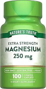 Nature's Truth Magnezyum Supplement | 250 mg | 100 Caplets | Vegan, Non-GMO & Gluten Free
