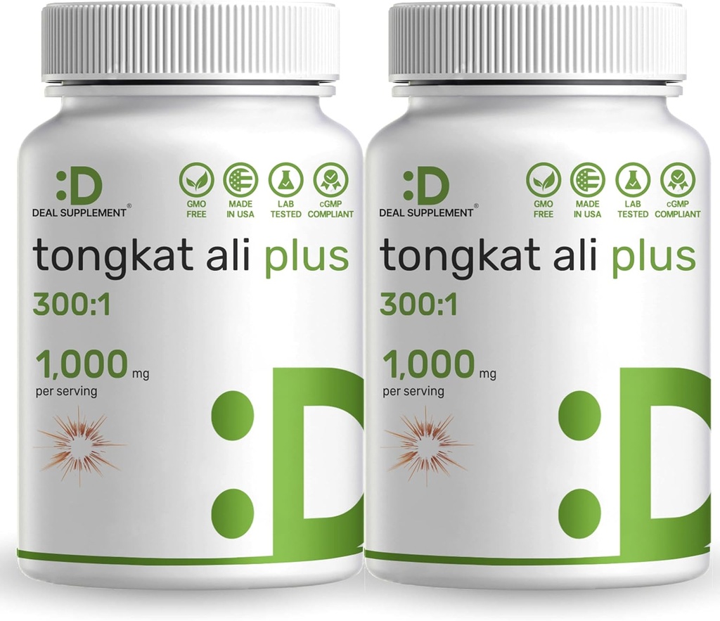 2 Pack Tongkat Ali Extract 300:1 with Horny Goat Weed 1,100 mg, 480* Capsules - Endonezya Longjack Eurycoma Longifolia Root - Ekstra Güçlü Herbal Supplement for Energy