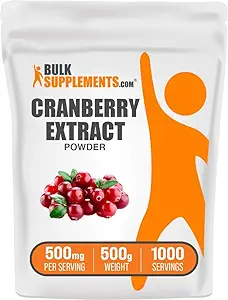 BulkSupplements.com Cranberry Extract Toz - Cranberry Flavoring Toz, Vaccinium Macrocarpon Meyvesinden Kaynaklandı - Vegan & Gluten Free, 500 mg per Service, 500g (1.1 lbs)