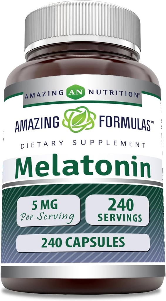 Amazing Formulas Melatonin Supplement | 5 Mg Per | 240 Capsules | Non-GMO | Gluten Free | Made in USA